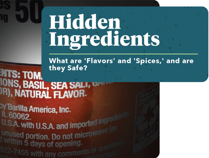 The ingredients panel on a can of food that includes "natural flavors"